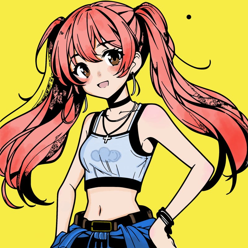anime girl wearing crop top