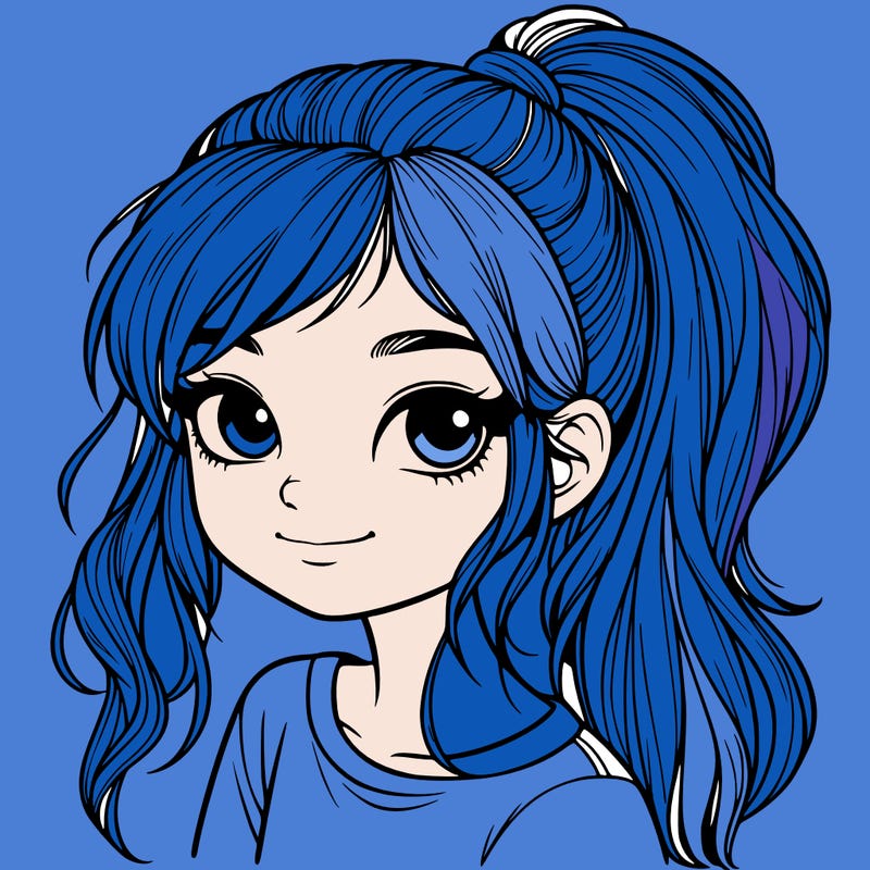 realistic girl with ponytail