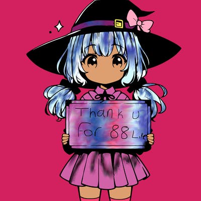 a cute anime witch girl holding a blank sign