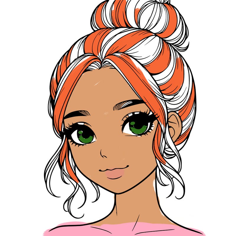 realistic pretty girl with hair in bun