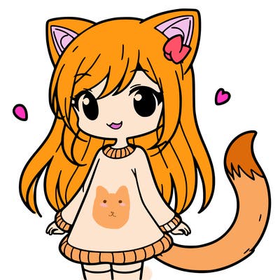 girl with cat ears and tail