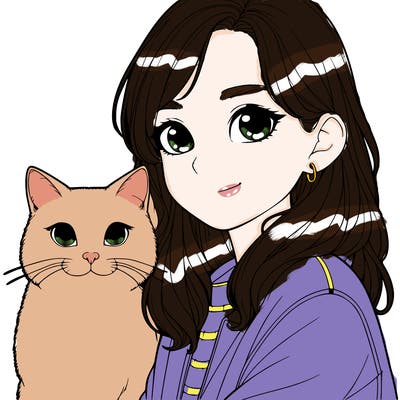 girl and cat realistic