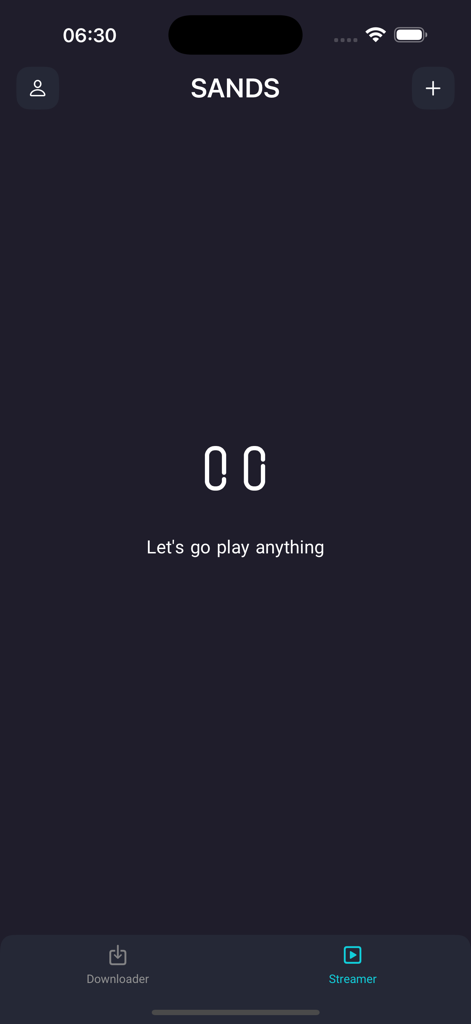 SANDS-Movie - SANDS-Movie app main streamer interface with a play anything prompt