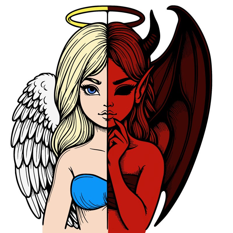 realistic angel half demon