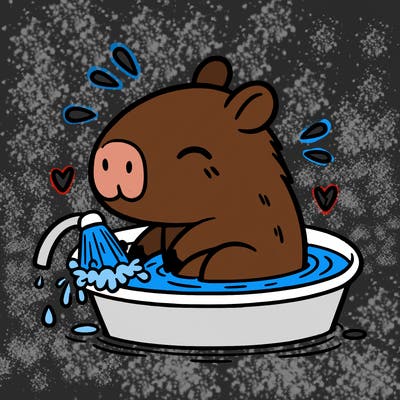 capybara taking a bath