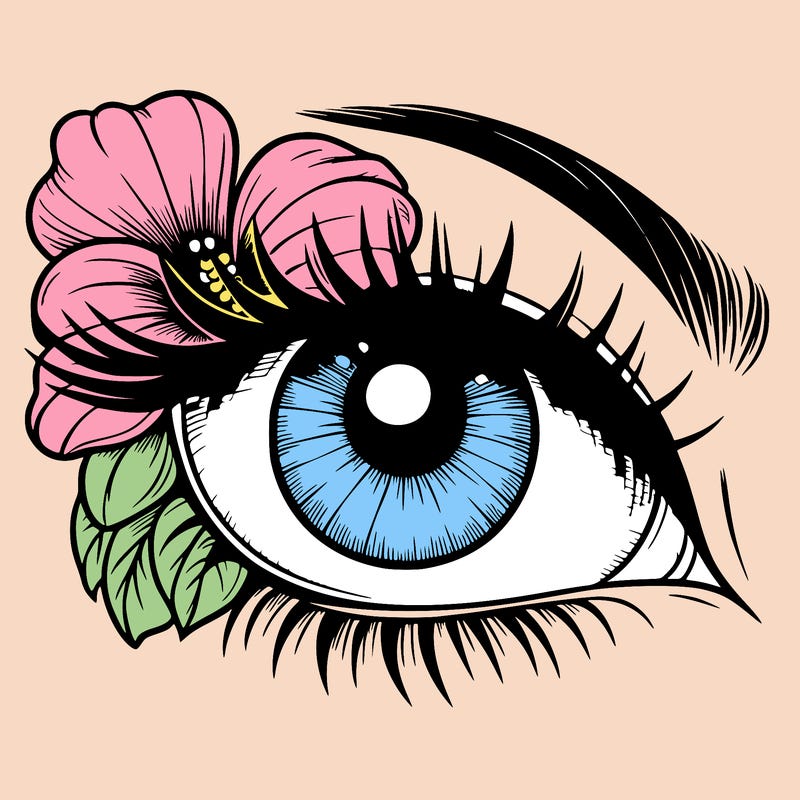 realistic eye with flower
