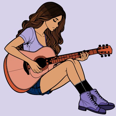 realistic woman play guitar