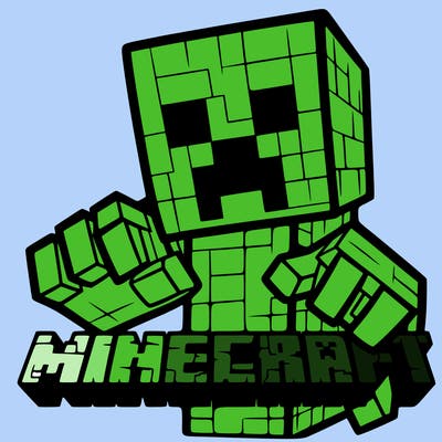 minecraft logo with a creeper in the middle