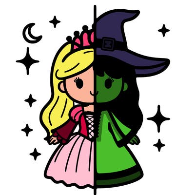 split princess and witch