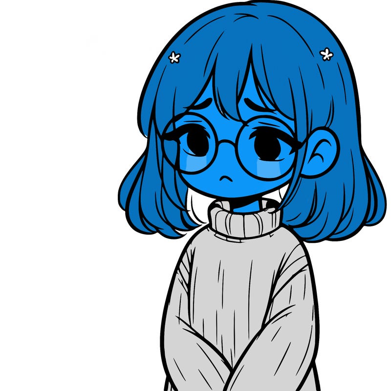 sad girl with glasses in a sweater