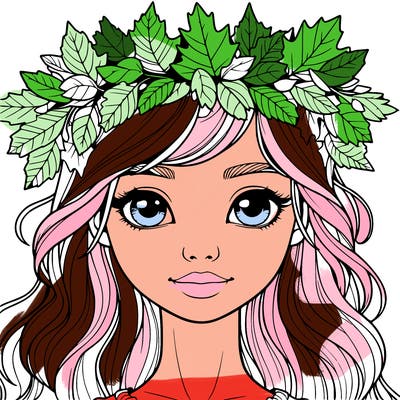 realistic girl with fall leaf crown
