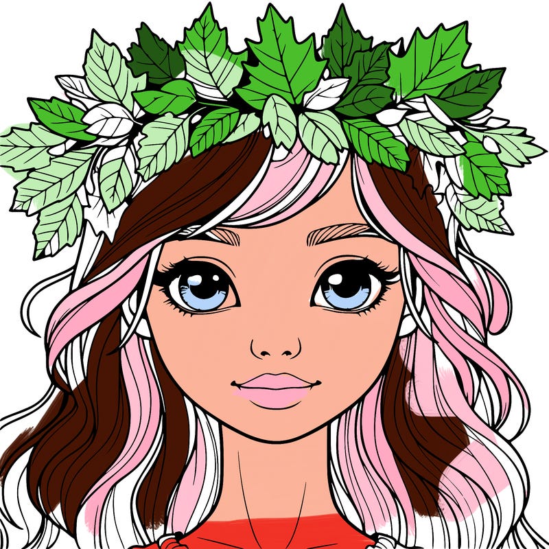 realistic girl with fall leaf crown