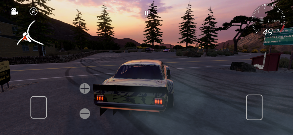 Apex Racing - A customized racing car drifting on the Angeles Crest Highway during sunset