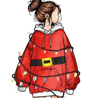 realistic girl with a oversized sweatshirt on and a bun