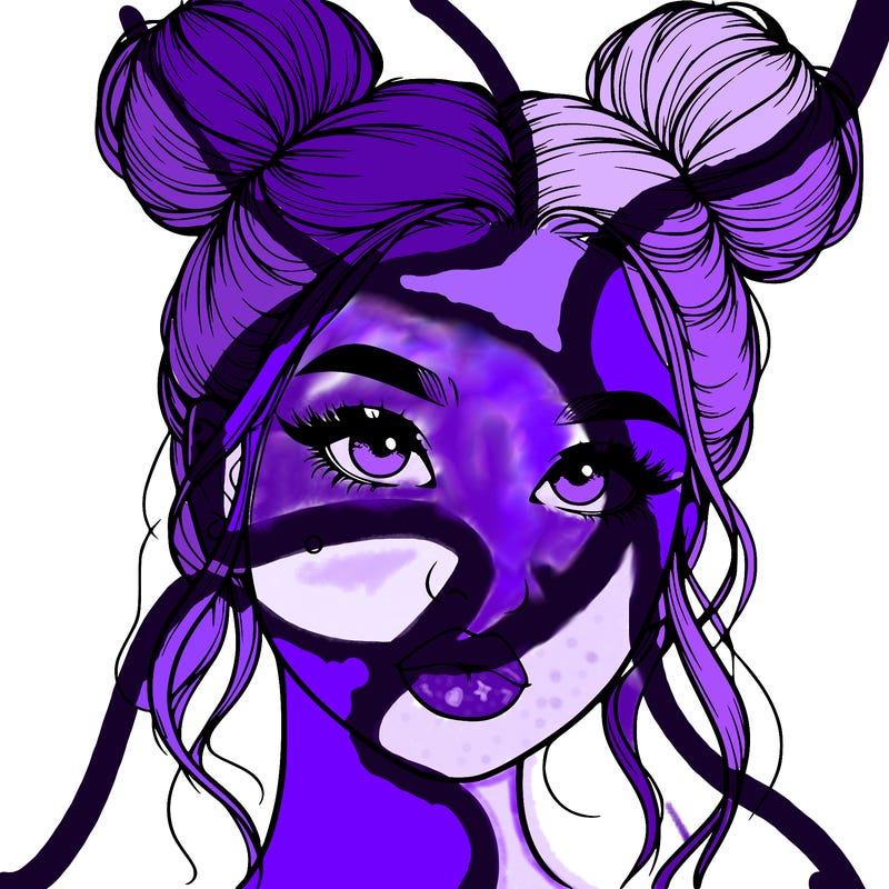 realistic girl with two buns on her hair and lips