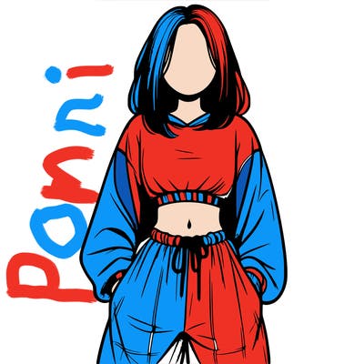 realistic girl faceless with baggy pants and a crop top