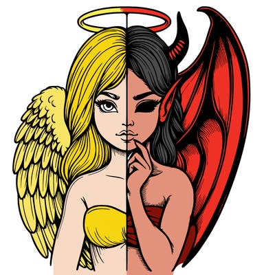 realistic angel half demon