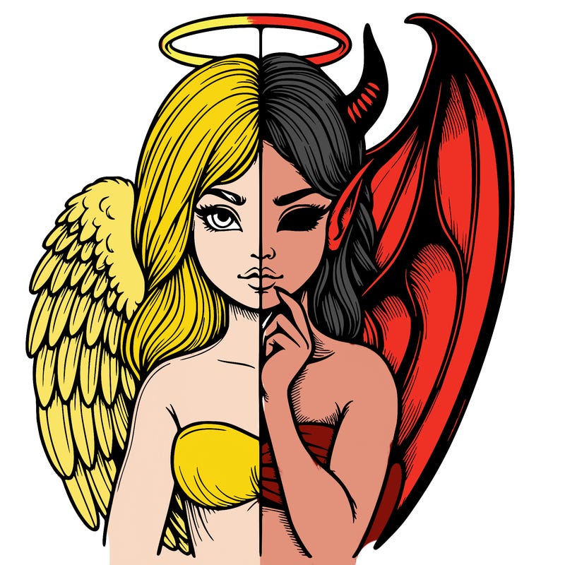 realistic angel half demon