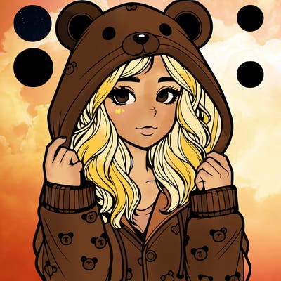 realistic girl in a animal pjs hoodie