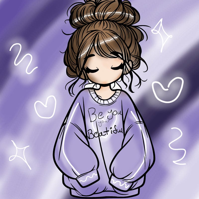 girl with baggy sweatshirt and messy bun