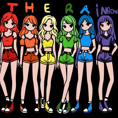 a group of girls wearing crop tops and shorts