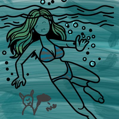 woman drowning underwater