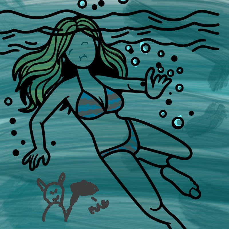 woman drowning underwater