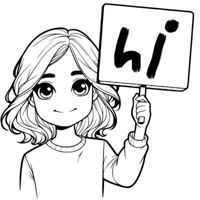 realistic girl holding up a sign