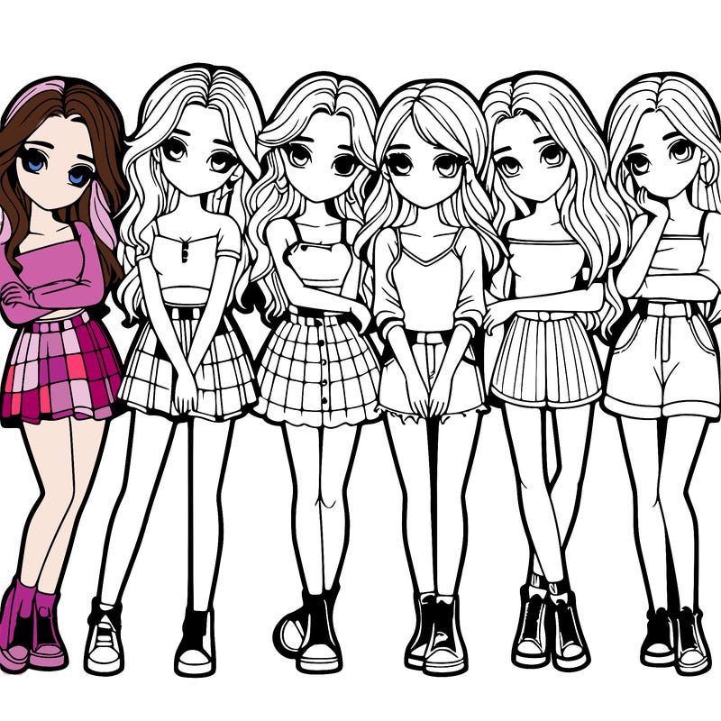 a group of girls realistic