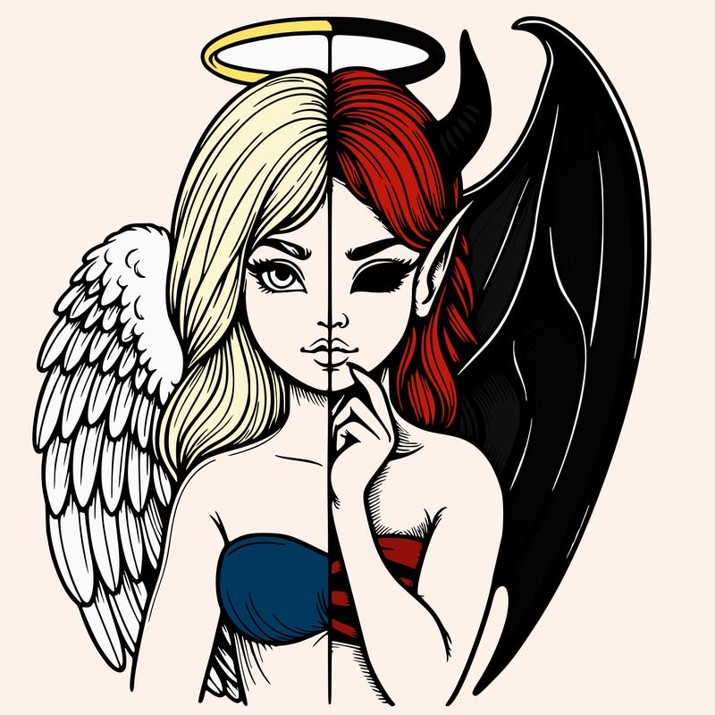 realistic angel half demon