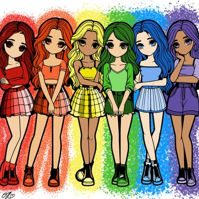 a group of girls realistic