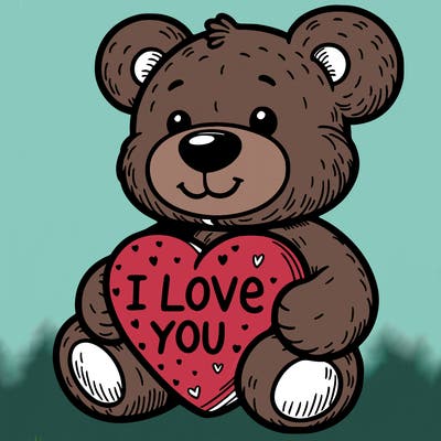 teddy bear holding an i love you heart