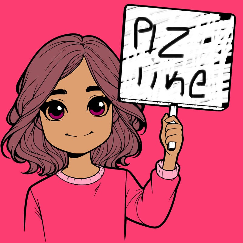 realistic girl holding up a sign