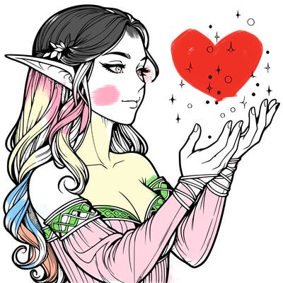 realistic elf girl doing magic