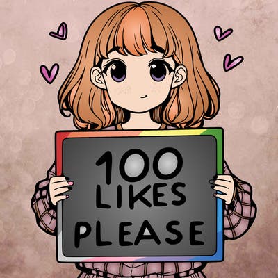 a girl holding a sign saying 100 likes please