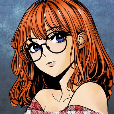 manga woman character with glasses and nice lips