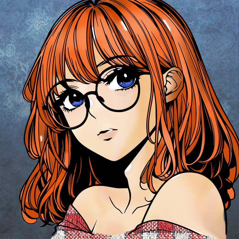 manga woman character with glasses and nice lips