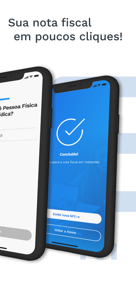 Una pantalla de smartphone mostrando la emisión exitosa de una factura fiscal con un gran icono de marca de verificación en la aplicación Obvia