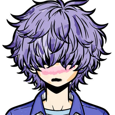 manga boy fluffy hair covering his eyes