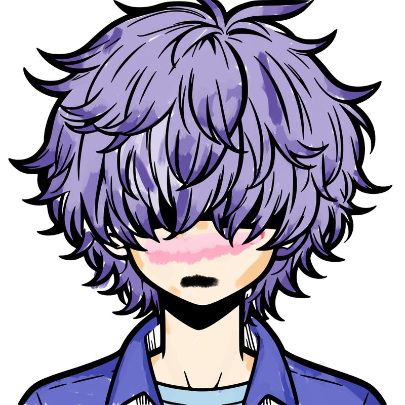 manga boy fluffy hair covering his eyes