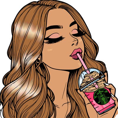 realistic girl drinking starbucks