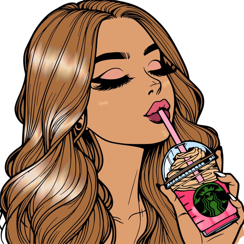 realistic girl drinking starbucks