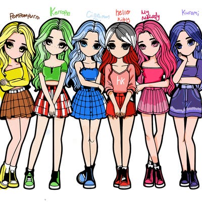 a group of girls realistic