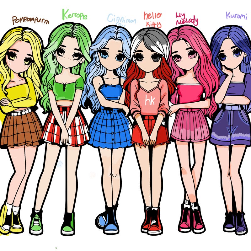 a group of girls realistic