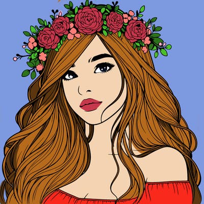realistic girl with flower crown