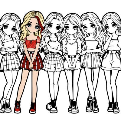 a group of girls realistic