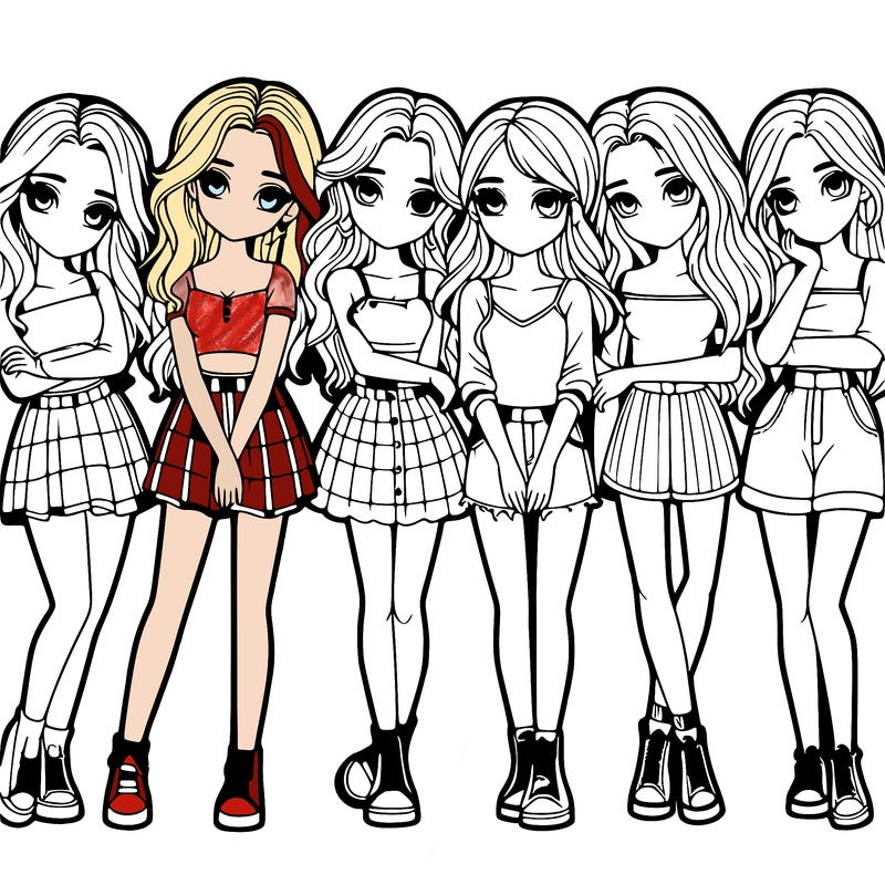 a group of girls realistic