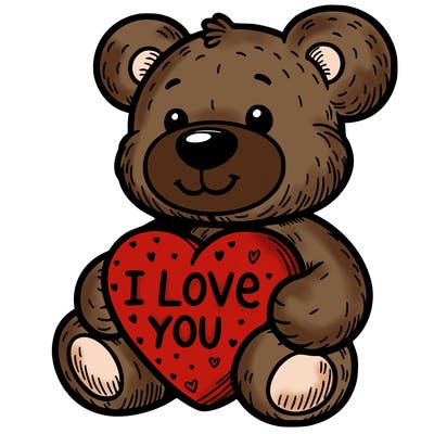 teddy bear holding an i love you heart