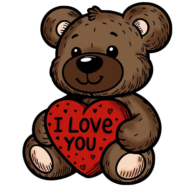 teddy bear holding an i love you heart