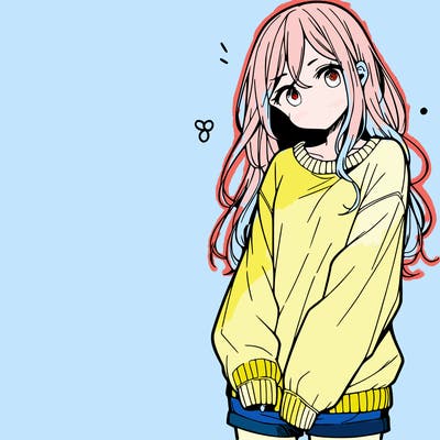 manga teen girl  in a sweater and baggy pants